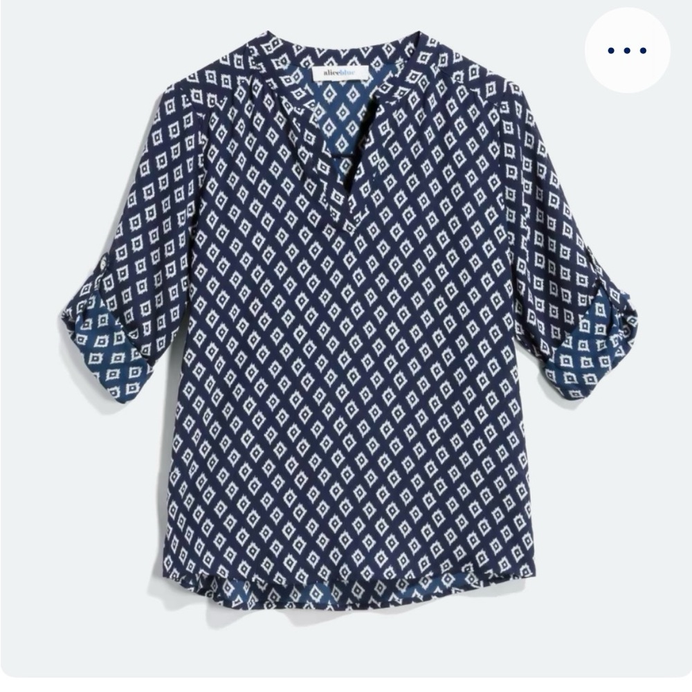 Stitch Fix Navy Patterned Women's Blouse